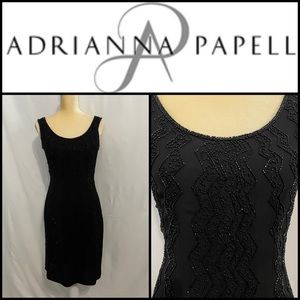 Papell Boutique Evening Black 100% silk
Bead embellished Sleeveless Dress size 4